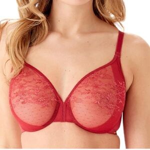 NWT Gossard Women's Glossies Lace Sheer Bra, Red (Raspbery Blush), UK 30E